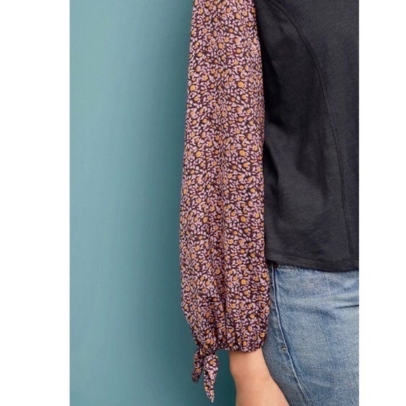NWT!! ANTHROPOLOGIE Maybelle Tied Balloon Sleeve Top Floral Boho Retro Medium - Picture 7 of 16